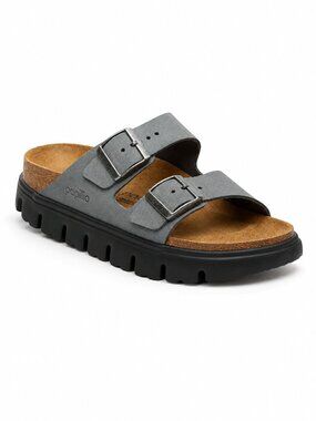 Birkenstock Papillio Arizona Chunky Suede Sandal Flex Basalt Gray Womens Size 38
